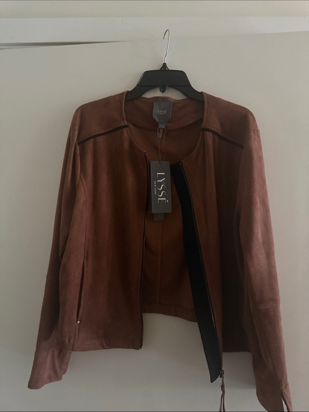 Lysse Chestnut Brown Suede Open-Front Jacket